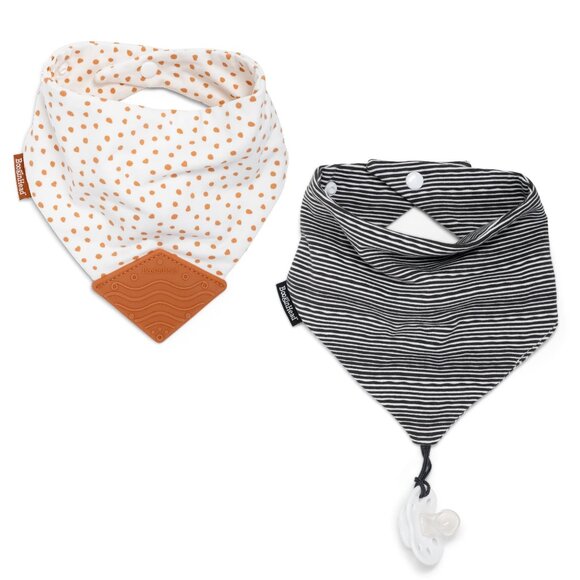 BooginHead Bandana Teething and Pacifier Holder Bibs - 2 Pack - Picture 1 of 16